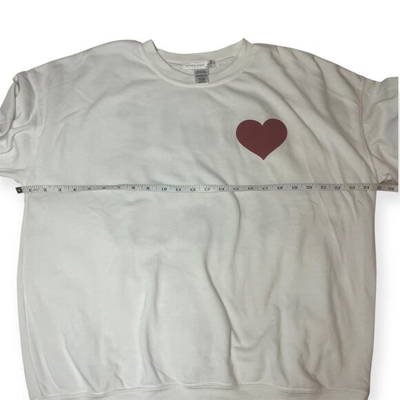 Altar’d State Self Love Club White Heart Sweatshirt Oversized Cozy Top Sz Medium - Picture 7 of 9